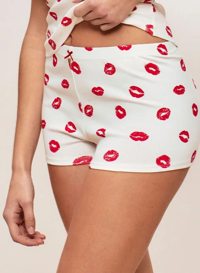UNDIZ Jersey shorts with lips pattern